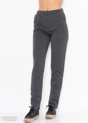 Серые зауженные спортивные штаны из трикотажа на флисе, размер S