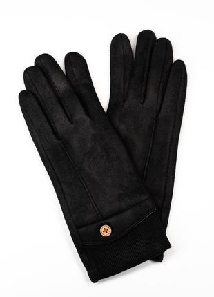 Черные перчатки с вставкой на манжетах, размер 6