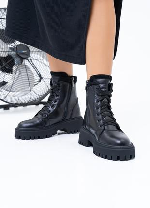 Черные демисезонные ботинки со шнуровкой, размер 37