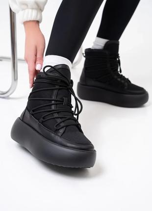 Теплые черные ботинки луноходы с мембраной, размер 36