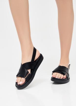 Черные сандалии из эко-кожи, размер 38
