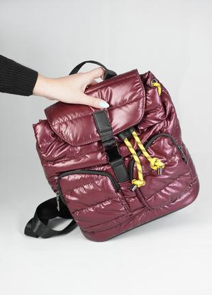 Фиолетовый болоньевый стеганый рюкзак с карманами, размер Univ...