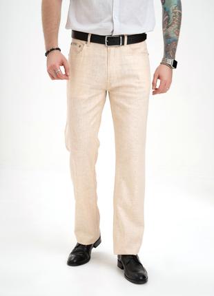 Бежевые классические брюки из хлопка, размер 33