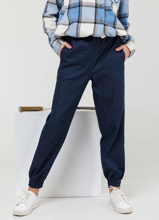 Синие джинсовые брюки джоггеры, размер 122