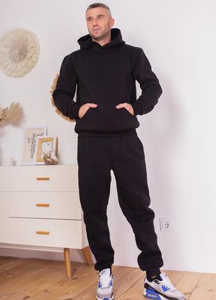 Черный утепленный флисом костюм с капюшоном, размер S