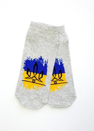 Серые носки с сине-желтым патриотическим декором, размер 40-44