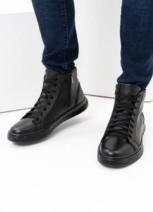 Черные ботинки из натуральной кожи на байке, размер 41