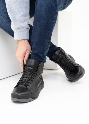 Черные кожаные спортивные ботинки на байке, размер 42