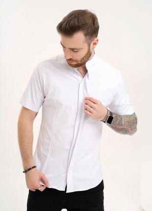 Белая классическая рубашка на кнопках, размер XL