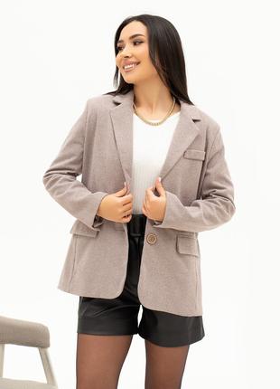 Бежевый шерстяной пиджак с принтом, размер XL