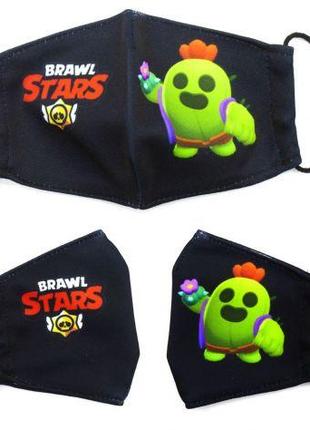 Многоразовая 4-х слойная защитная маска "BRAWL STARS Спайк" ра...
