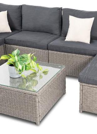 Комплект мебели из ротанга садовый (диван модульный, столик, п...