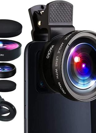 Объектив камеры телефона Qiwenr 2 в 1 Clip On Lens Kit, 0.45XS...