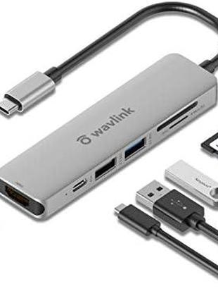 USB-концентратор WAVLINK 6-in-1,1 порт HDMI,1 порт USB-C,1 пор...