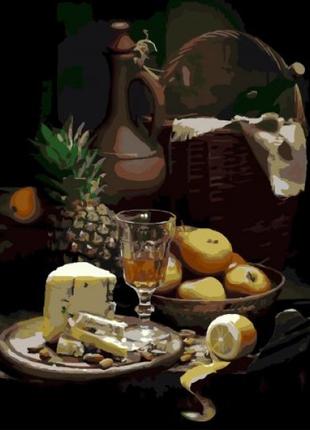 Картина по номерам "Натюрморт: фрукты и вино" ★★★★