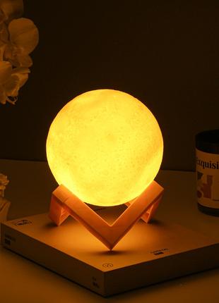 Світильник міні нічник на батарейках Magic 3D Moon Lamp Warm W...