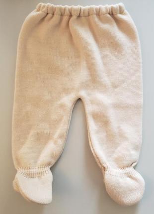 Теплые вязаные штанишки ползунки новорожденному малышу мальчик...