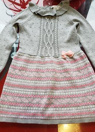 Nula bug вязаное теплое платье свитер девочке 3-4-5 л 98-104-1...