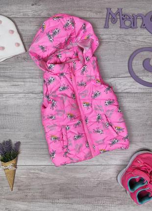 Стеганая жилетка для девочки baby розовая с зебрами размер 86