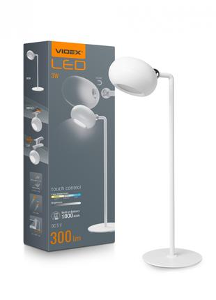 LED лампа настольная с аккумулятором VIDEX VLE-TF18W 3W 3000-5...
