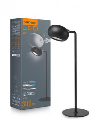 LED лампа настольная с аккумулятором VIDEX VLE-TF18W 3W 3000-5...