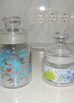 Набор стеклянных банок  для хранения сыпучих продуктов