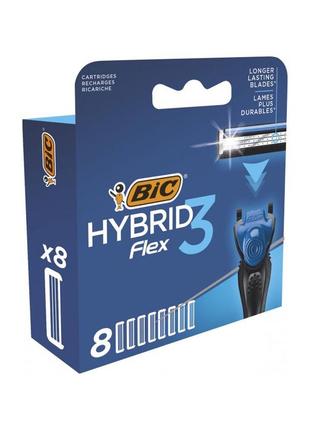 Сменные картриджи для бритья (лезвия) bic flex 3 hybrid мужски...