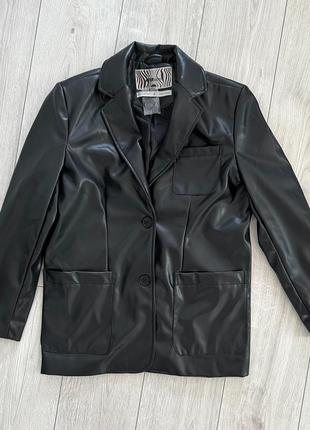 Куртка женская пиджак под кожу черный трендовый fb sister