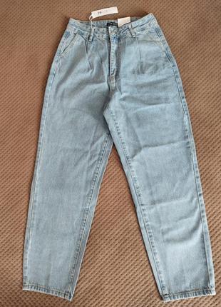 Женские джинсы голубые с высокой посадкой, м