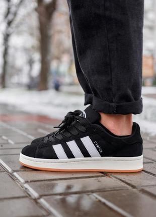 Зимние кроссовки adidas campus 00s black white fur