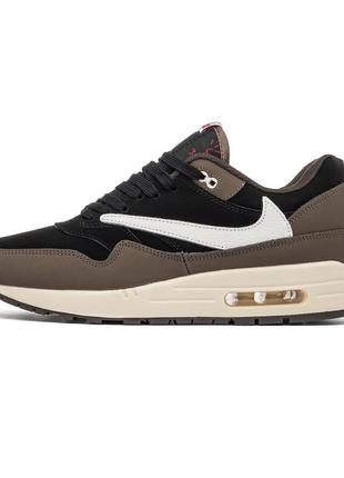 Мужские кроссовки nike air max 1 x travis scott brown