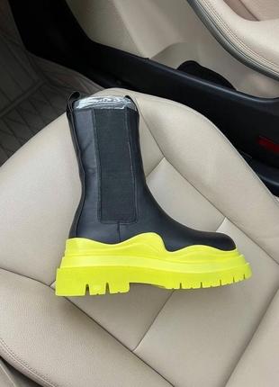 Ботинки bottega veneta black yellow premium