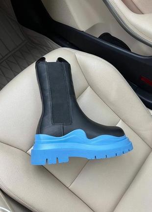 Ботинки bottega veneta black blue premium