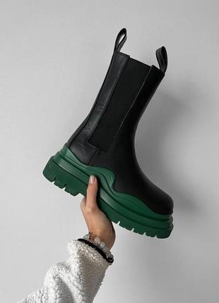 Ботинки bottega veneta black green premium
