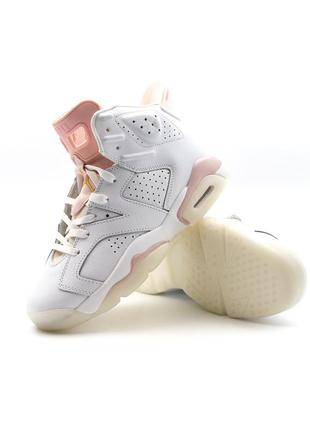 Кросівки nike air jordan 6 retro white pink