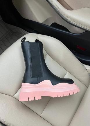 Ботинки bottega veneta black pink premium