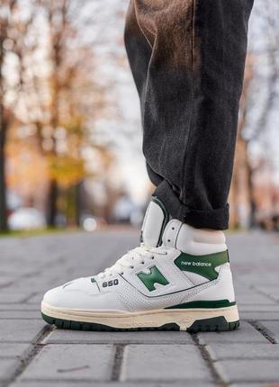 Зимние кроссовки new balance 650 hight white green fur