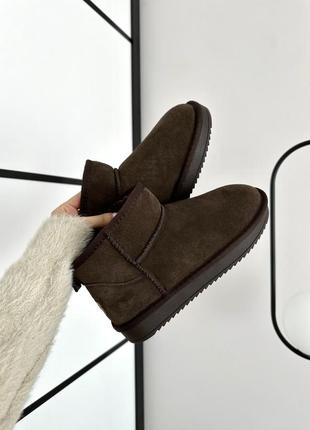 Зимние женские ботинки ugg ultra mini dark chocolate suede 🧡 41