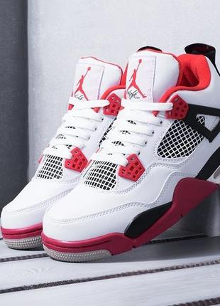 Мужские кроссовки nike air jordan 4 retro (біло/червоні)