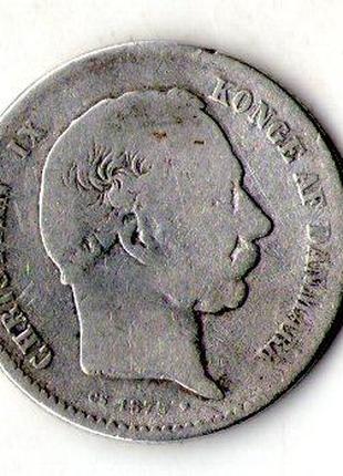 Данія - Дания › Король Кристиан IX 1 крона 1875 серебро №1058