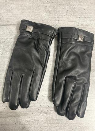 Мужские перчатки эко-кожа на меху осень-зима