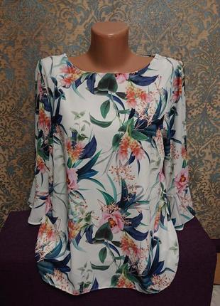 Красивая женская блуза в цветы р.44/46 блузка кофта блузочка