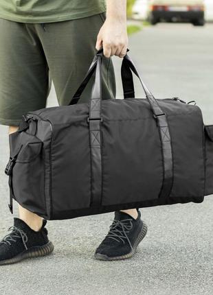 Містка чоловіча дорожня сумка крос на 55 літрів чорна тканинна...
