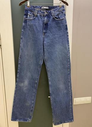 Широкие джинсы с высокой талией палаццо zara