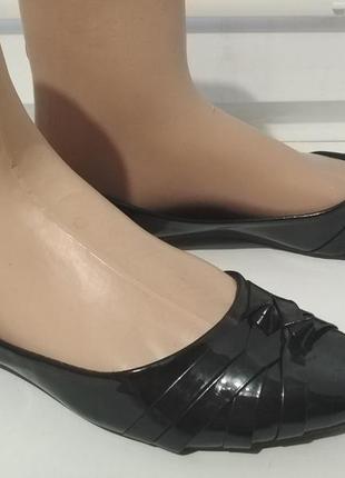 Женские балетки туфли лакированные с острым оском, черные разм...