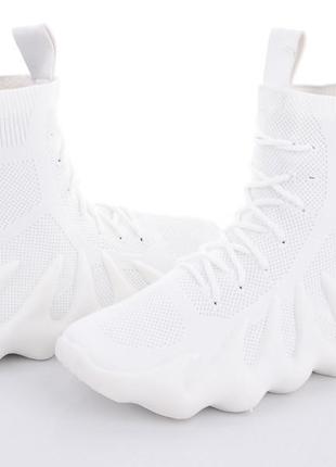 Кеды кроссовки женские высокие спортивные текстильные белые, р...