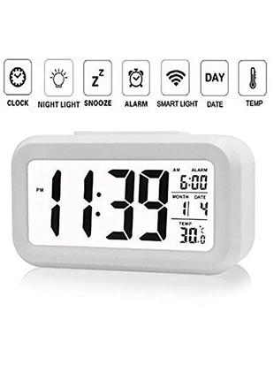 Часы будильник термометр хронограф с LED подсветкой Square Clock