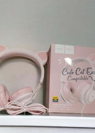 Наушники накладные Hoco W36 Cat Ear Midnight Pink