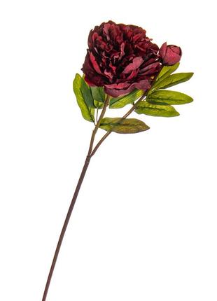 Цветок искусственный "пион с бутоном" бордовый