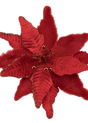 Декоративный цветок "пуансеттия", красный, 32см.